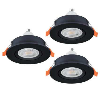 Eglo - Conjunto de 3 Spots LED de embutir 1xGU10/4,5W/230V preto