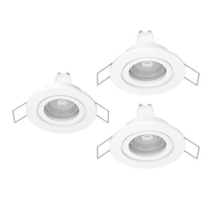 Eglo - Conjunto de 3 spots LED encastráveis para casa de banho, cada um 1x GU10/4,5W/230V, IP44, branco