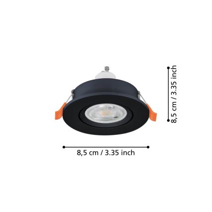 Eglo - Spot LED encastrado para casa de banho 1xGU10/4,5W/230V IP44 preto