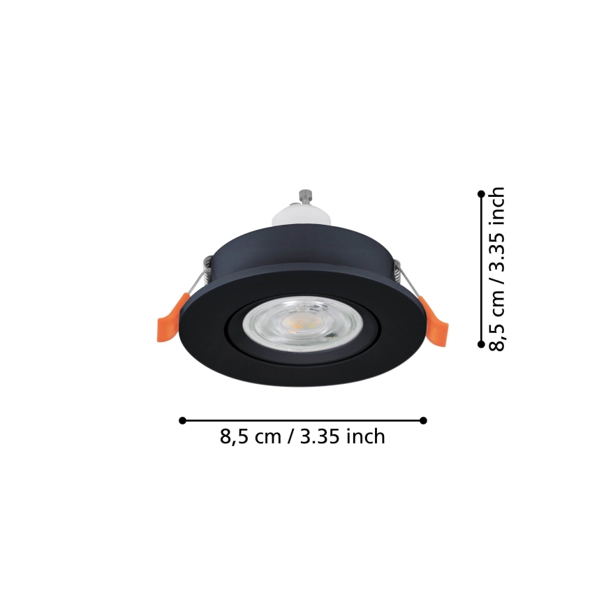Eglo - Spot LED encastrado para casa de banho 1xGU10/4,5W/230V IP44 preto