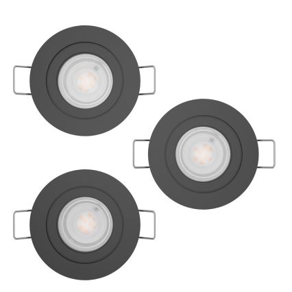 Eglo - Conjunto de 3 Spots LED de embutir para casa de banho 1xGU10/4,5W/230V IP44 preto