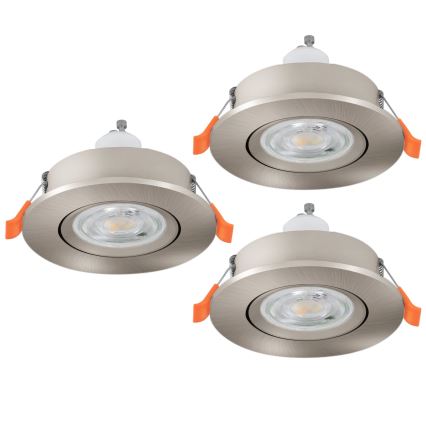 Eglo - Conjunto de 3 spots LED encastráveis para casa de banho 1xGU10/4,5W/230V IP44 cromado mate