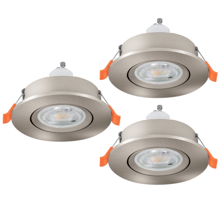 Eglo - Conjunto de 3 spots LED encastráveis para casa de banho 1xGU10/4,5W/230V IP44 cromado mate