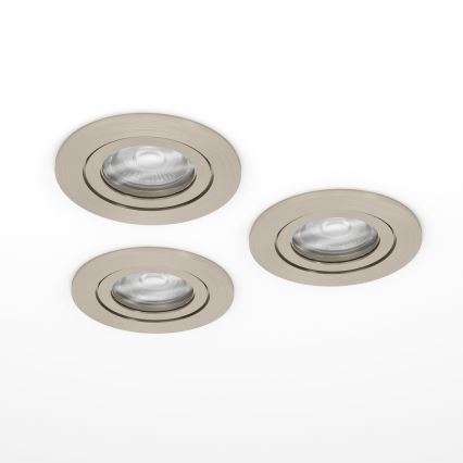 Eglo - Conjunto de 3 spots LED encastráveis para casa de banho 1xGU10/4,5W/230V IP44 cromado mate