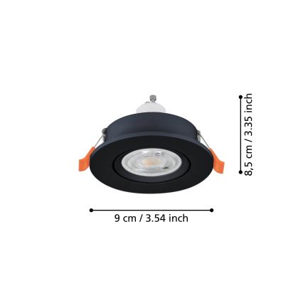 Eglo - Spot de embutir LED 1xGU10/4,5W/230V preto