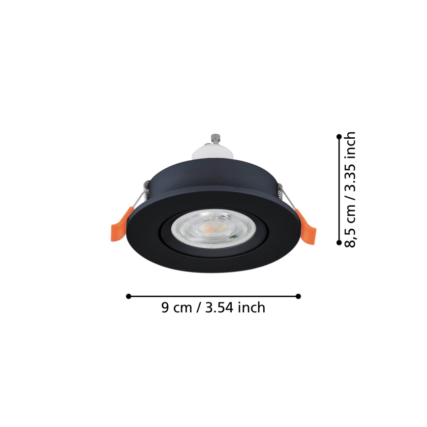 Eglo - Spot de embutir LED 1xGU10/4,5W/230V preto