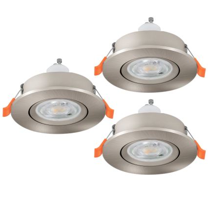 Eglo - Conjunto de 3 focos LED de embutir 1xGU10/4,5W/230V cromo mate