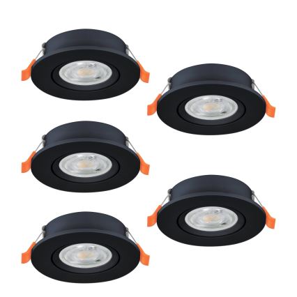 Eglo - Conjunto 5x focos LED de encastrar LED/4,8W/230V 2700/4000/6500K pretos
