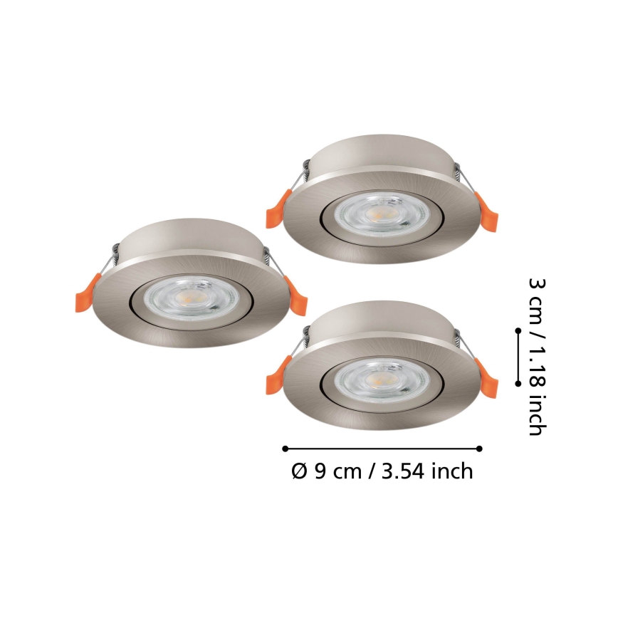 Eglo - Conjunto de 3 spots embutidos LED/4,8W/230V 2700/4000/6500K cromo fosco