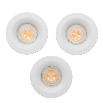 Eglo - Conjunto de 3 luminárias de teto embutidas para casa de banho LED/4,9W/230V 2700/4000/6500K Ø 8,8 cm IP65 brancas