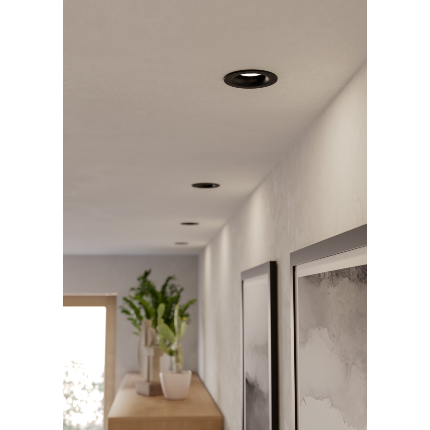 Eglo - Candeeiro LED encastrado para casa de banho, 4,9W/230V, 2700/4000/6500K, Ø 8,8 cm, IP65, preto