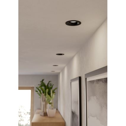 Eglo - Conjunto de 3 luminárias LED de embutir para casa de banho LED/4,9W/230V 2700/4000/6500K Ø 8,8 cm IP65 pretas