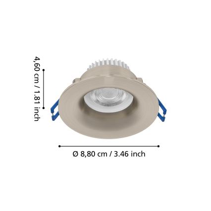 Eglo - Candeeiro LED de encastrar para casa de banho, 4,9W/230V, 2700/4000/6500K, Ø 8,8 cm, IP65, cromo mate