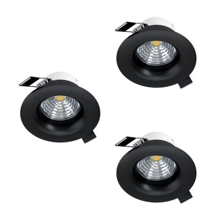 Eglo - Conjunto de 3 luminárias de embutir LED reguláveis LED/4,8 W/230 V, Ø 8,8 cm, pretas