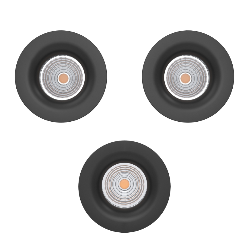 Eglo - Conjunto de 3 luminárias de embutir LED reguláveis LED/4,8 W/230 V, Ø 8,8 cm, pretas