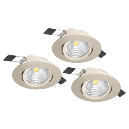 Eglo - Conjunto de 3 luminárias de embutir LED dimerizáveis LED/6,4W/230V Ø 8,8 cm cromo mate
