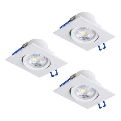 Eglo - Conjunto com 3 luminárias de embutir LED reguláveis LED/4,8W/230V 8,8x8,8 cm brancas