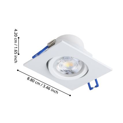 Eglo - Conjunto com 3 luminárias de embutir LED reguláveis LED/4,8W/230V 8,8x8,8 cm brancas