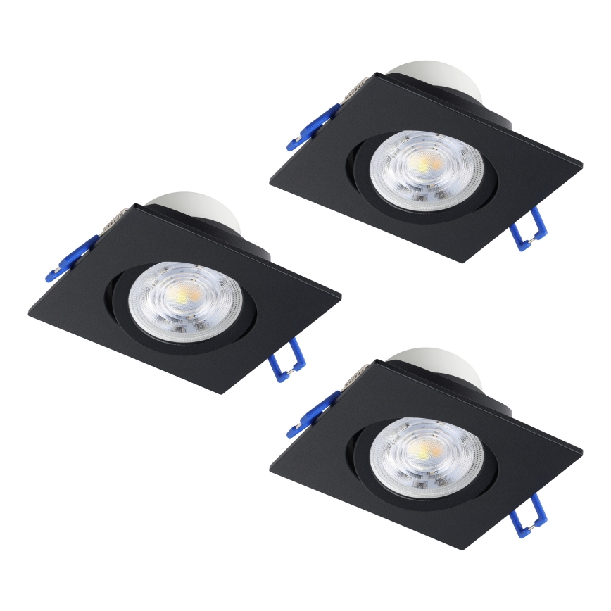 Eglo - Conjunto de 3 spots LED dimerizáveis para embutir LED/6,4W/230V 8,8x8,8 cm preto