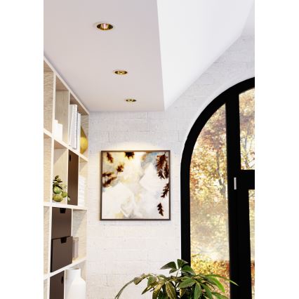 Eglo - Luminária de embutir para casa de banho LED RGBW regulável LED/4,8W/230V 2700-6500K IP44 branca/dourada