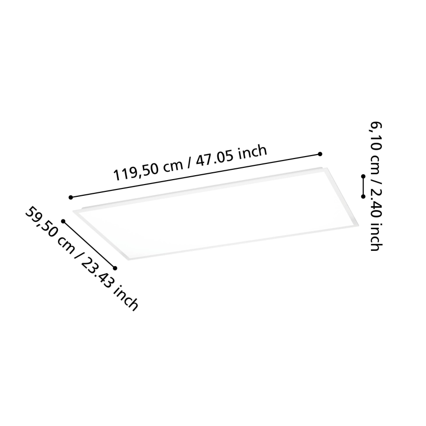 Eglo - Painel LED de superfície LED/36,5W/230V 2700/4000/6500K 120x60 cm branco