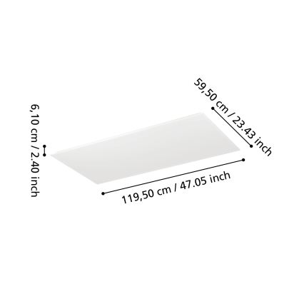 Eglo - Painel LED dimerizável para montagem em superfície LED/35,5W/230V 2700-6500K 120x60 cm branco + controlo remoto