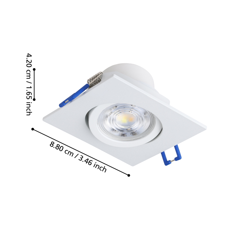Eglo - Conjunto com 3 luminárias LED de embutir dimerizáveis, LED/6,4W/230V, 8,8x8,8 cm, brancas