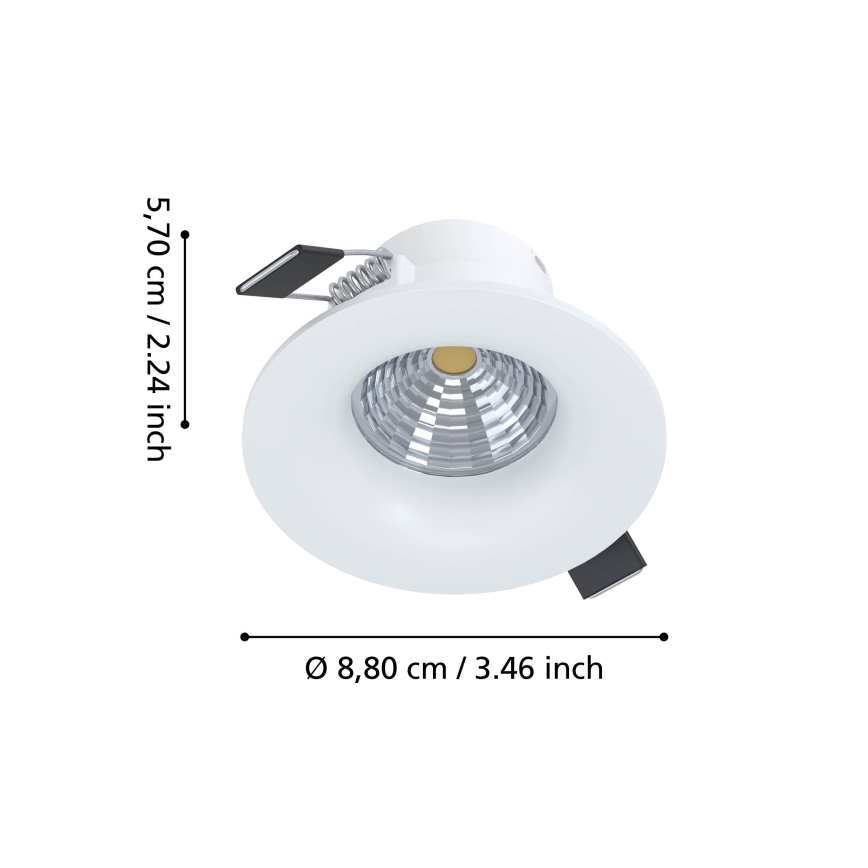 Eglo - Luminária de teto embutida LED dimerizável LED/6,4W/230V Ø 8,8 cm branca