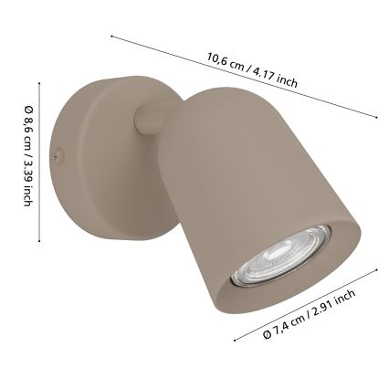 Eglo - Aplique de parede com spot 1xGU10/5W/230V bege