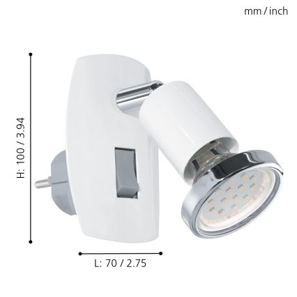Eglo - Luminária LED para tomada 1xGU10/2,8W/230V branca
