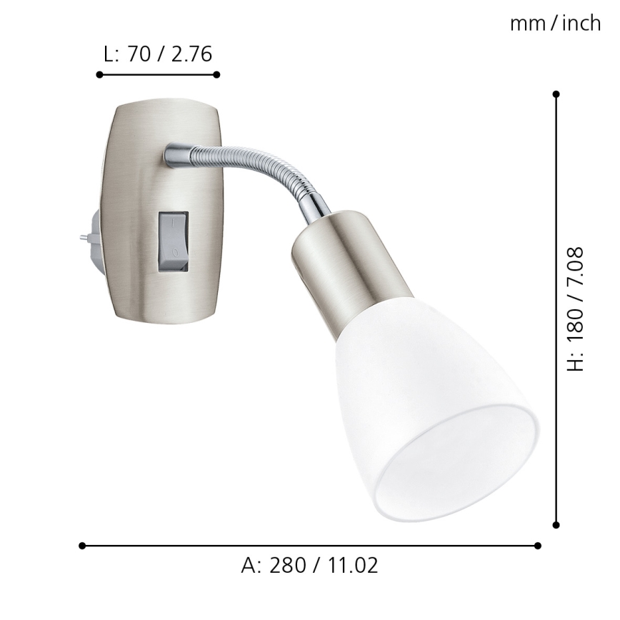 Eglo - Aplique de parede para tomada 1xE14/5W/230V cromado fosco