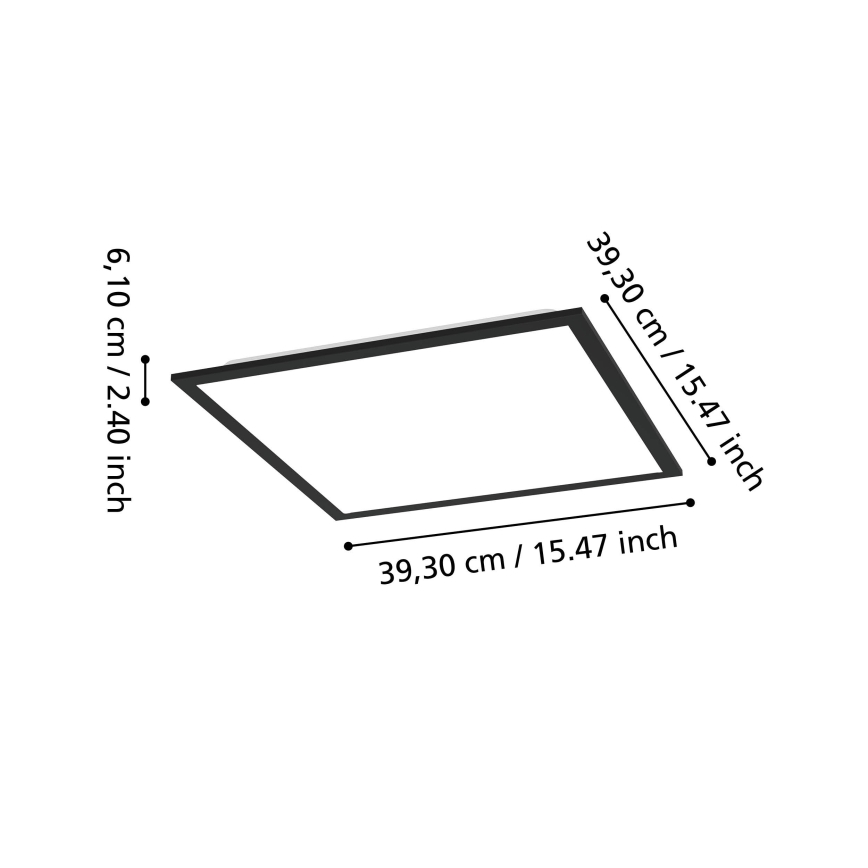 Eglo - Plafon LED/18,8 W/230 V 2700/4000/6500 K 40x40 cm preto