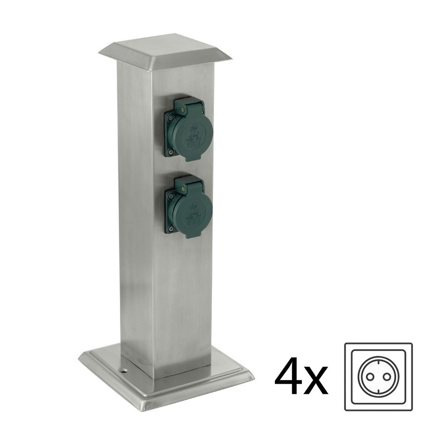 EGLO - Coluna exterior com tomada verde SCHUKO IP44