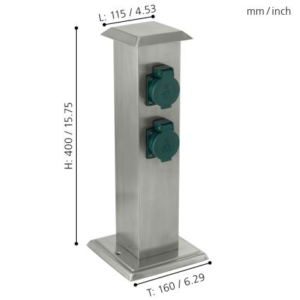 EGLO - Coluna exterior com tomada verde SCHUKO IP44