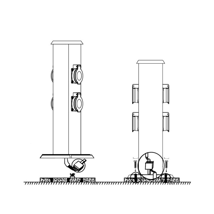 EGLO - Coluna exterior com tomada verde SCHUKO IP44