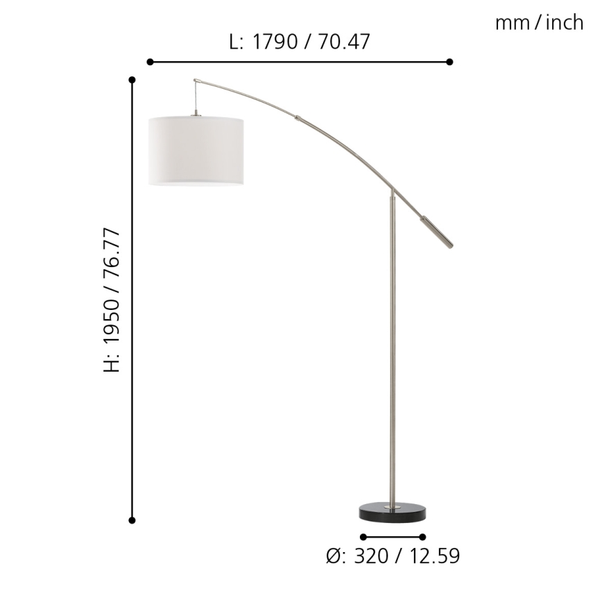 Eglo 92206 - Candeeiro de chão NADINA 1xE27/60W/230V