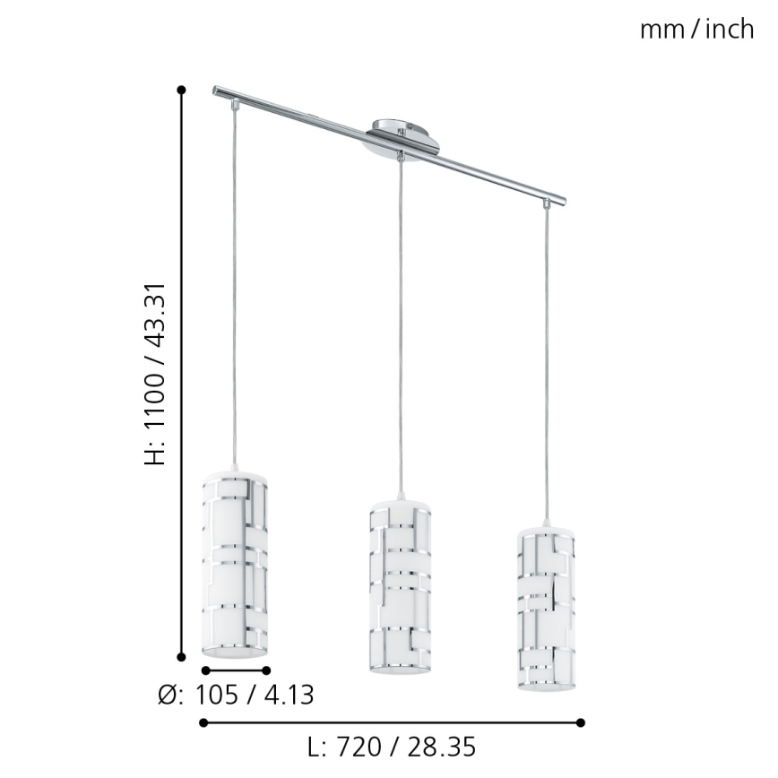 Eglo - Candelabro suspenso 3xE27/60W/230V