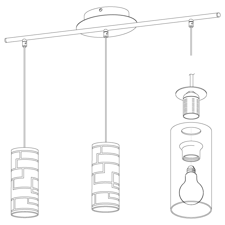 Eglo - Candelabro suspenso 3xE27/60W/230V