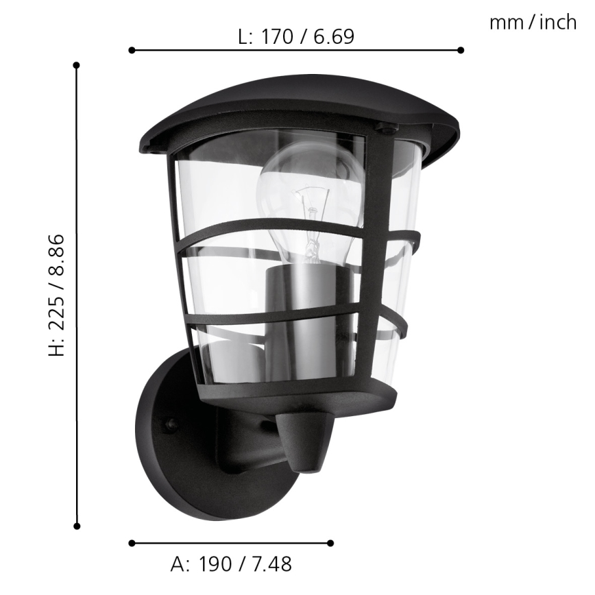 Eglo - Luz de parede LED de exterior 1xE27/8,5W/230V IP44