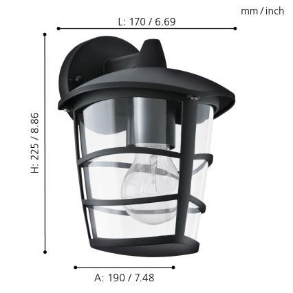 Eglo - Luz de parede LED de exterior 1xE27/8,5W/230V IP44