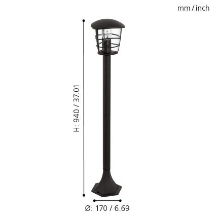 Eglo - Candeeiro LED para exterior 1xE27/8,5W/230V IP44 preto