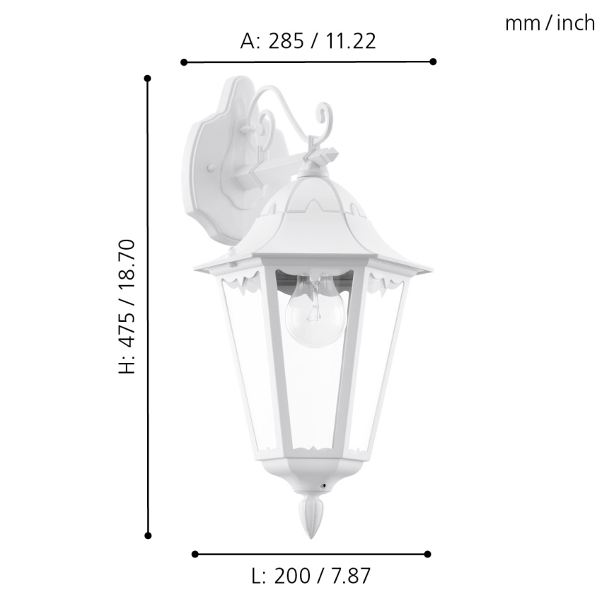 Eglo - Luz de parede de exterior 1xE27/60W/230V IP44
