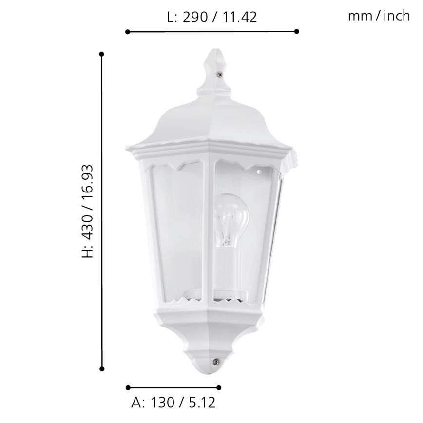 Eglo 93448 - Luz de parede de exterior NAVEDO 1xE27/60W/230V IP44