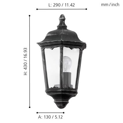 Eglo - Luz de parede de exterior 1xE27/60W/230V IP44