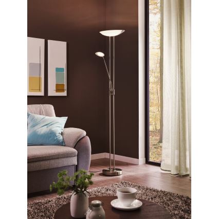 Eglo - Candeeiro de pé LED regulável LED/20W + LED/2,5W cromo fosco