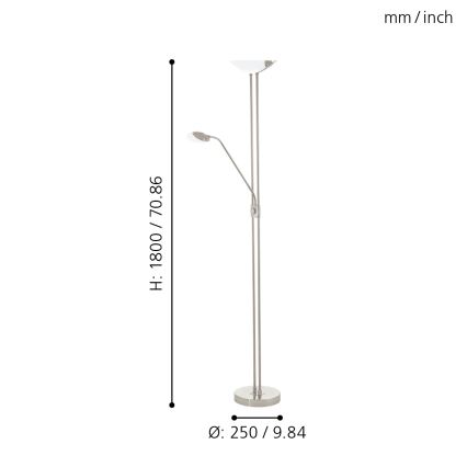 Eglo - Candeeiro de pé LED regulável LED/20W + LED/2,5W cromo fosco