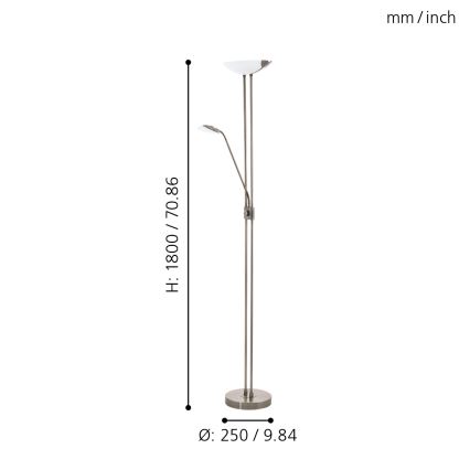 Eglo - Candeeiro de chão LED com regulação LED/20W + LED/2,5W bronze