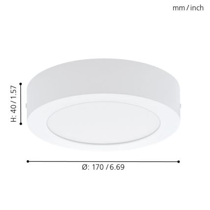 Eglo 94072 - Plafon LED FUEVA 1 LED/10,89W/230V, diâmetro 17 cm