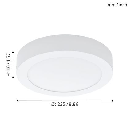 Eglo 94075 - Plafon LED FUEVA 1, 16,47 W / 230 V, Ø 22,5 cm
