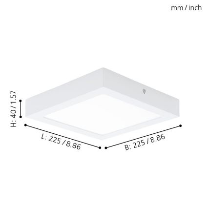 Eglo 94078 - Candeeiro de tecto LED FUEVA 1 LED/16,44W/230V 22,5x22,5 cm